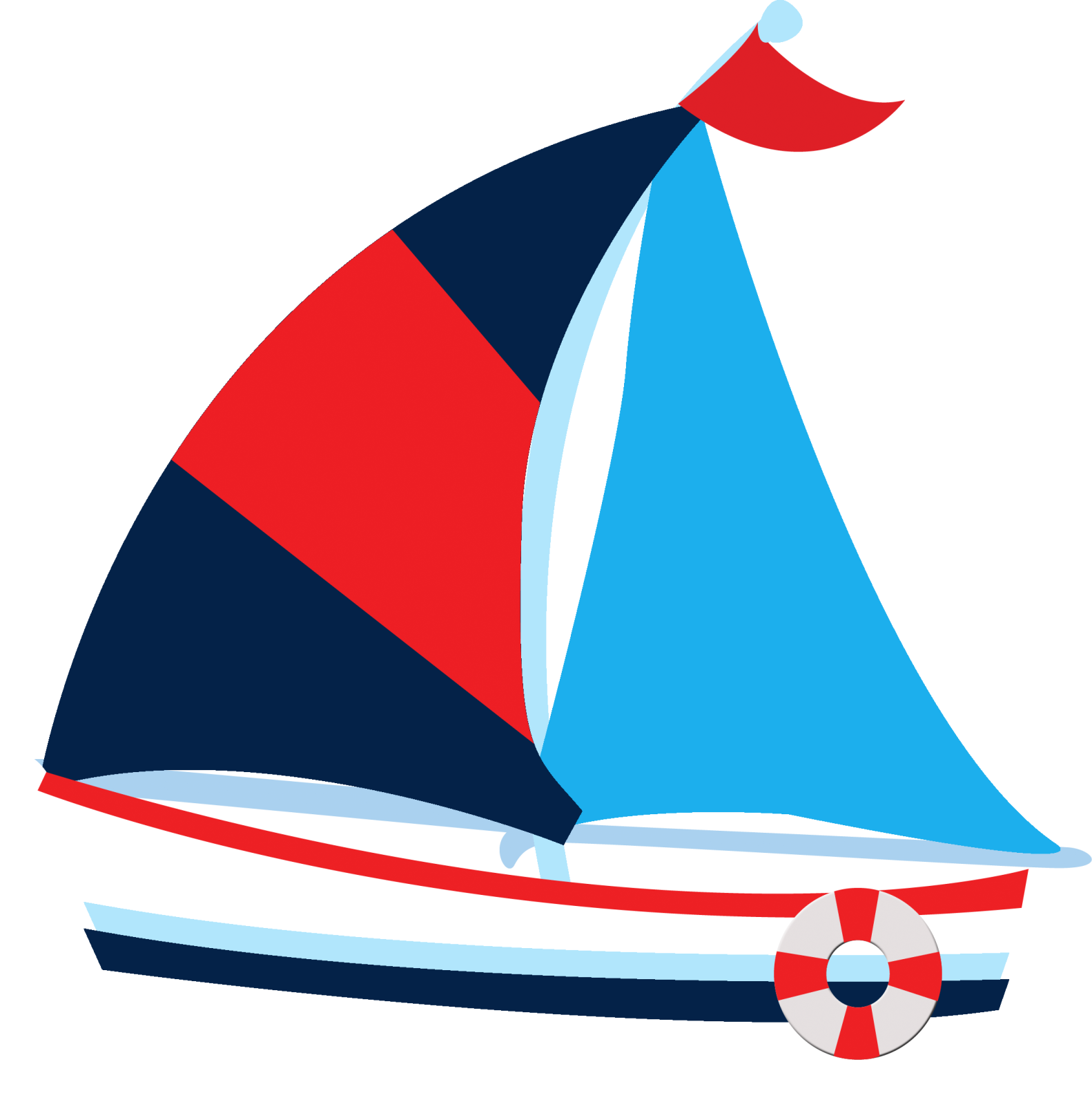 a sail with red, white and blue sails