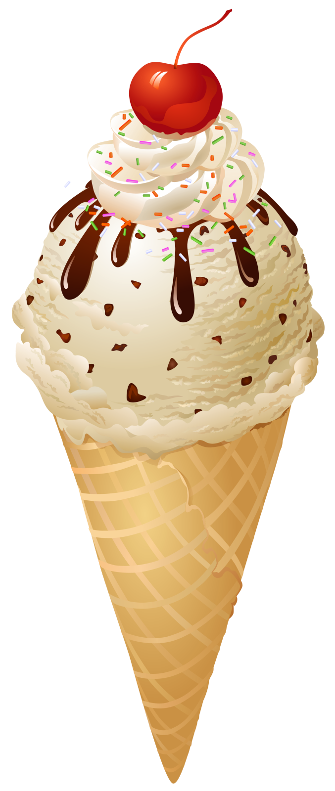 an ice cream cone with a cherry on top