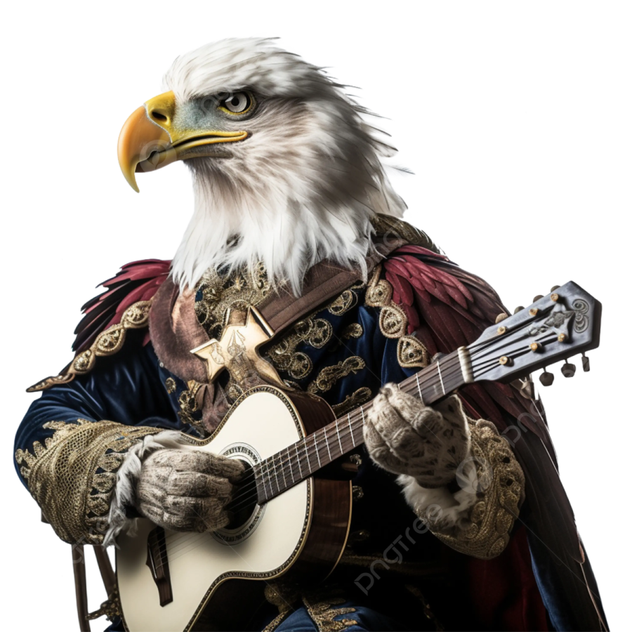 an eagle playing a guitar