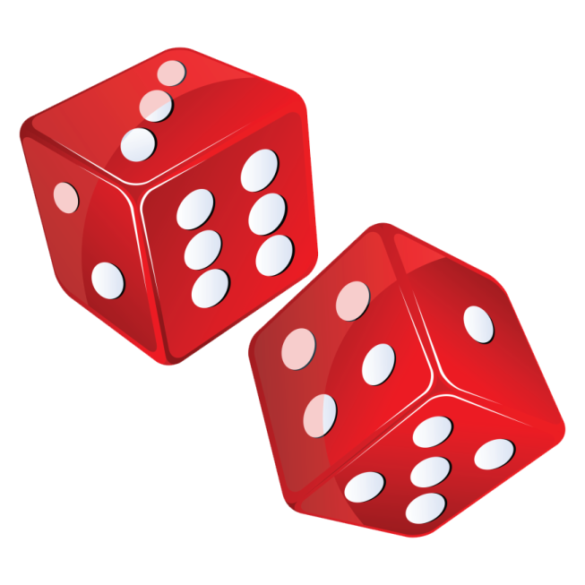 two red dice on a white background