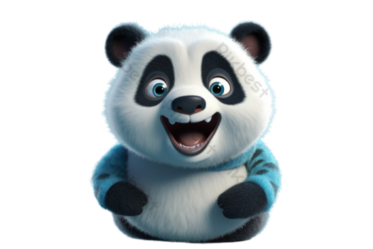 a cartoon panda bear sitting on the ground