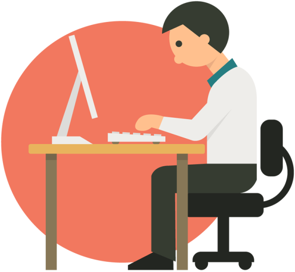 a person sitting at a desk with a laptop