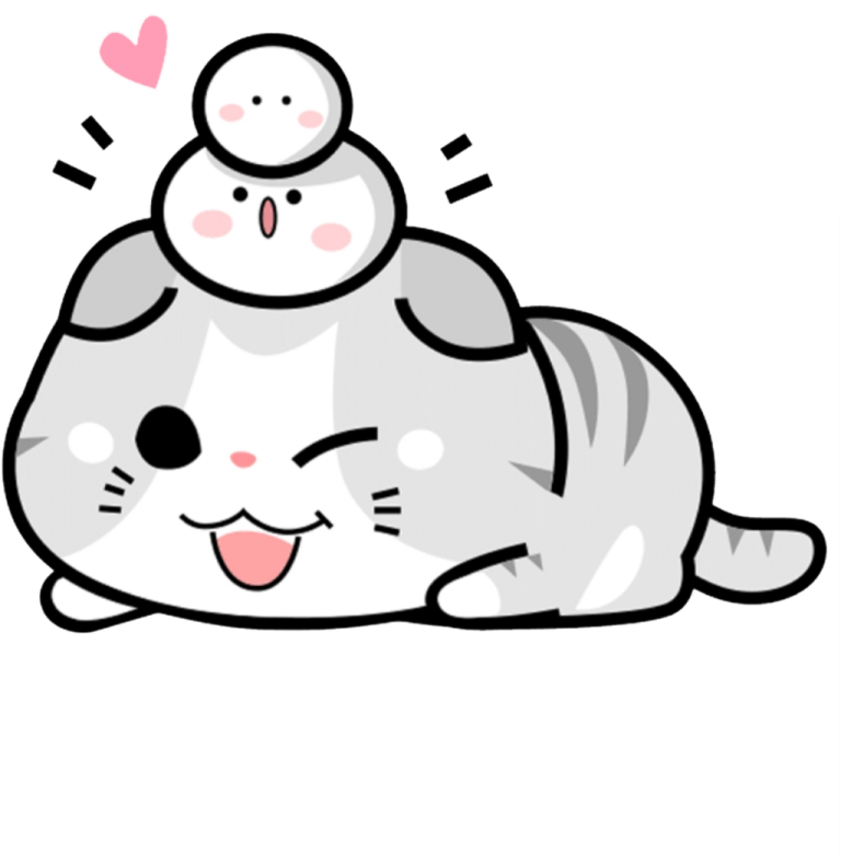a gray and white cat laying down on the ground