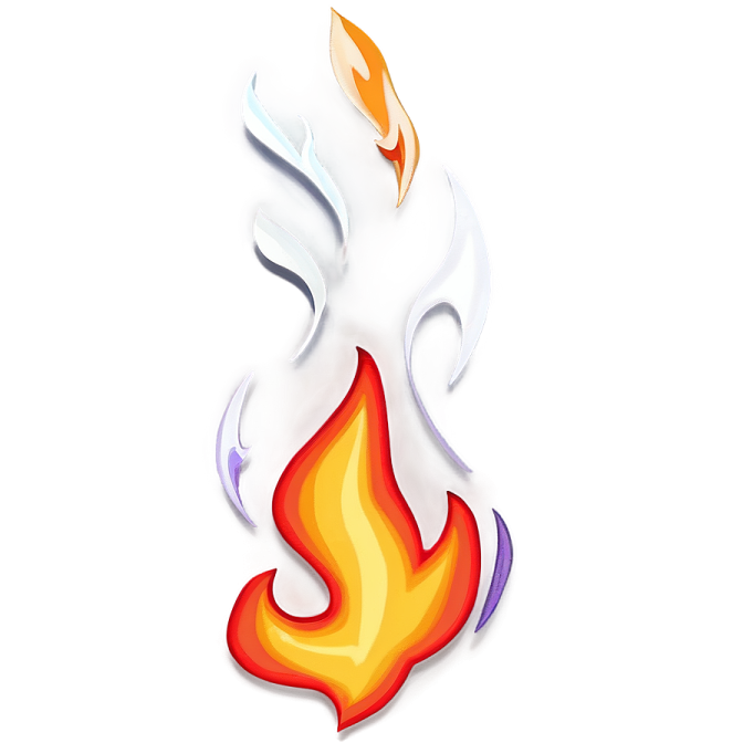 a white fire with red and orange flames