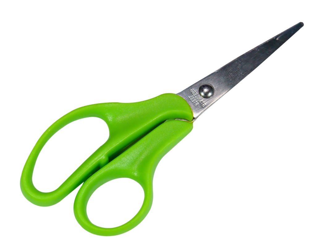 a pair of green scissors on a white background