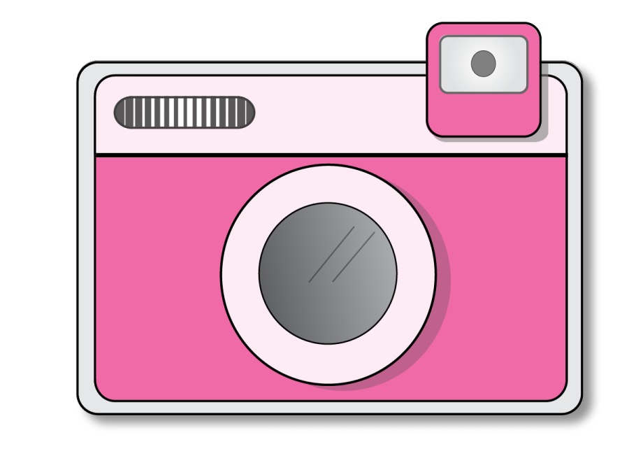 a pink camera on a white background