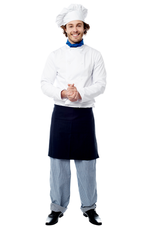 a young boy wearing a chef's uniform