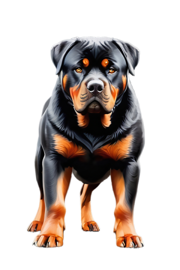 a black and brown dog with orange eyes