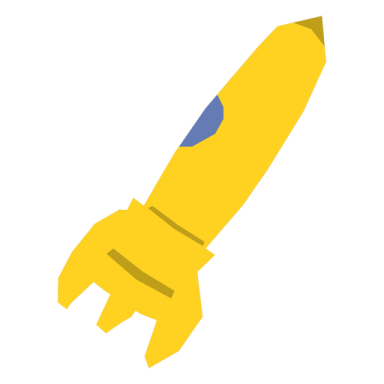 a yellow rocket on a white background