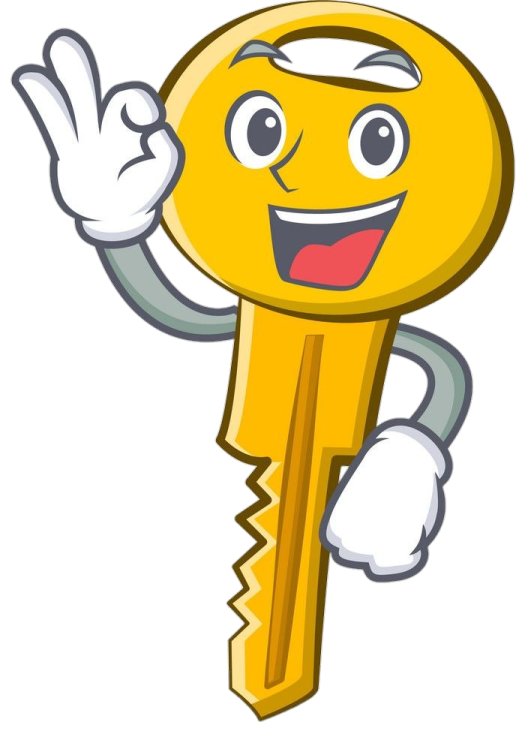 key cartoon character with ok gesture
