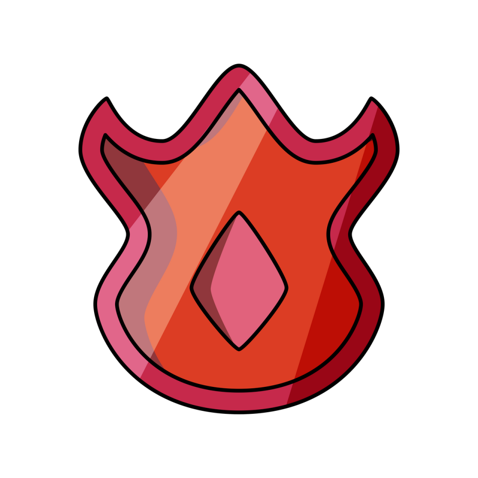 a red fire flame with a white background