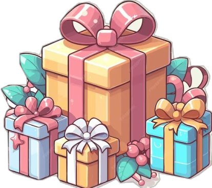 a bunch of presents with bows and ribbons