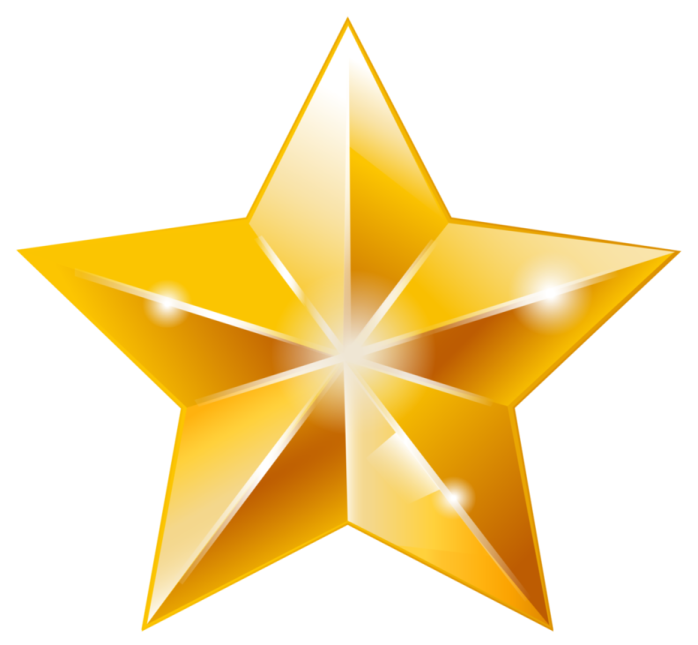 a gold star on a white background