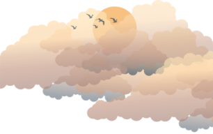 a cloud with birds flying in the sky