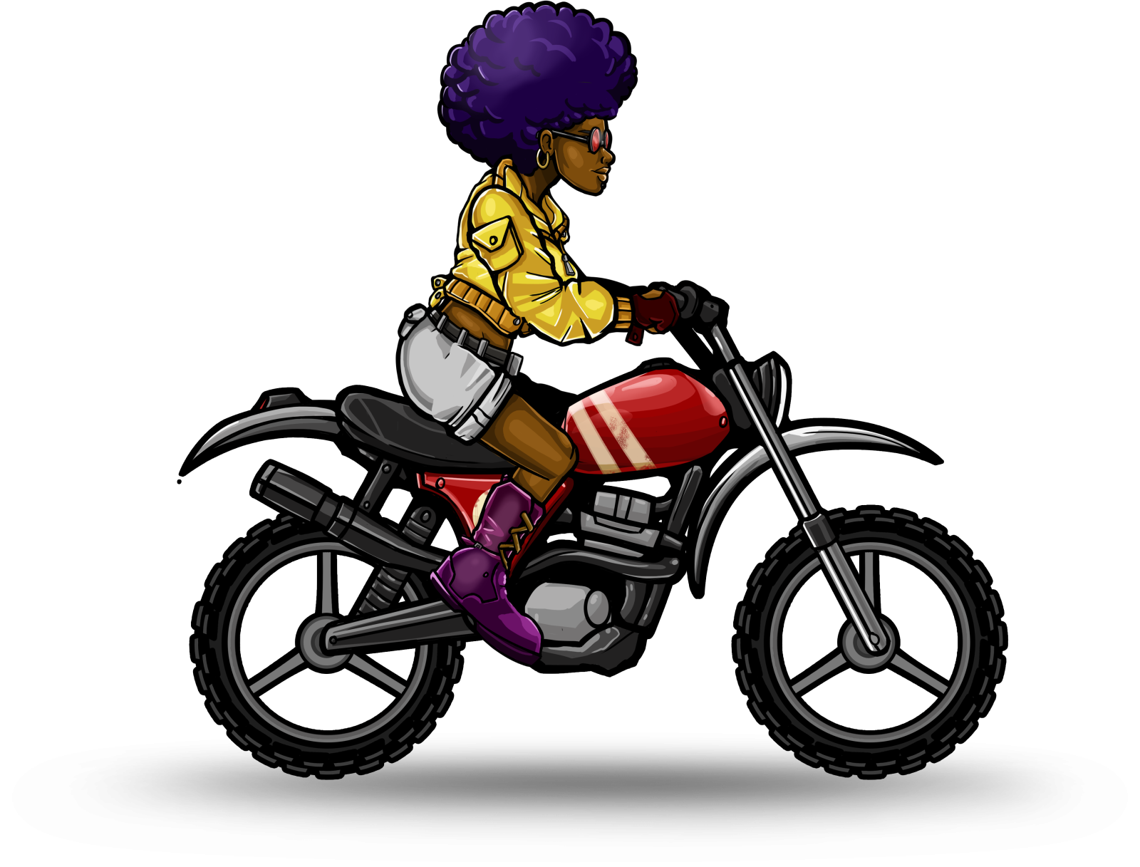 a black woman riding a motorcycle