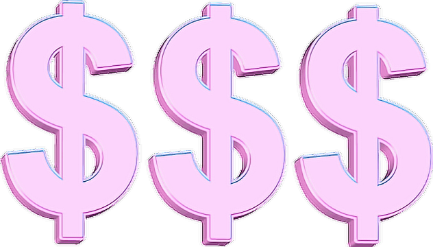 three pink dollar signs on a white background