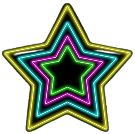 a neon star with a white background