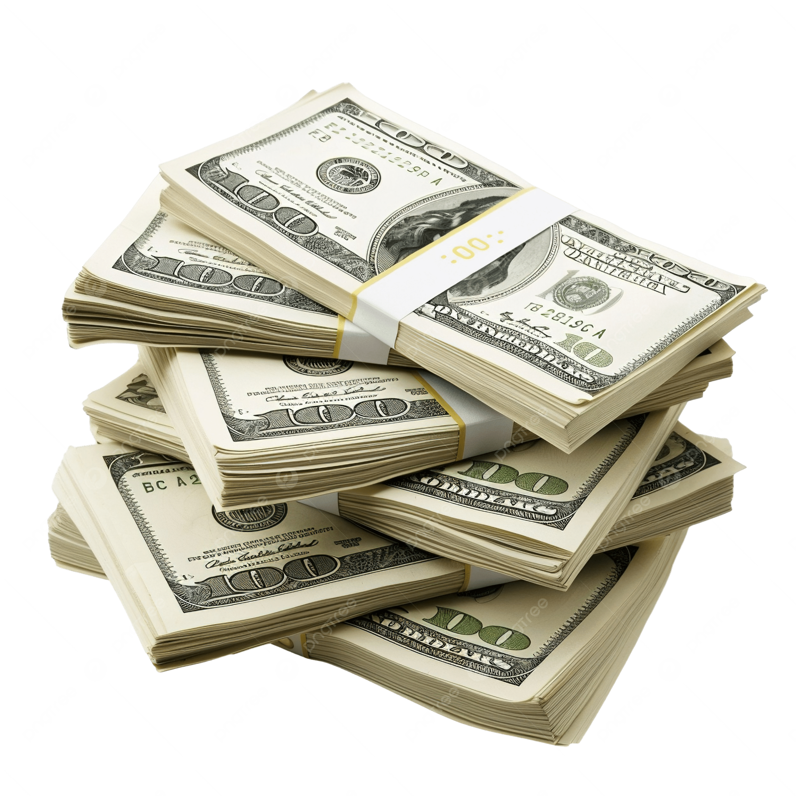 a pile of money on a white background