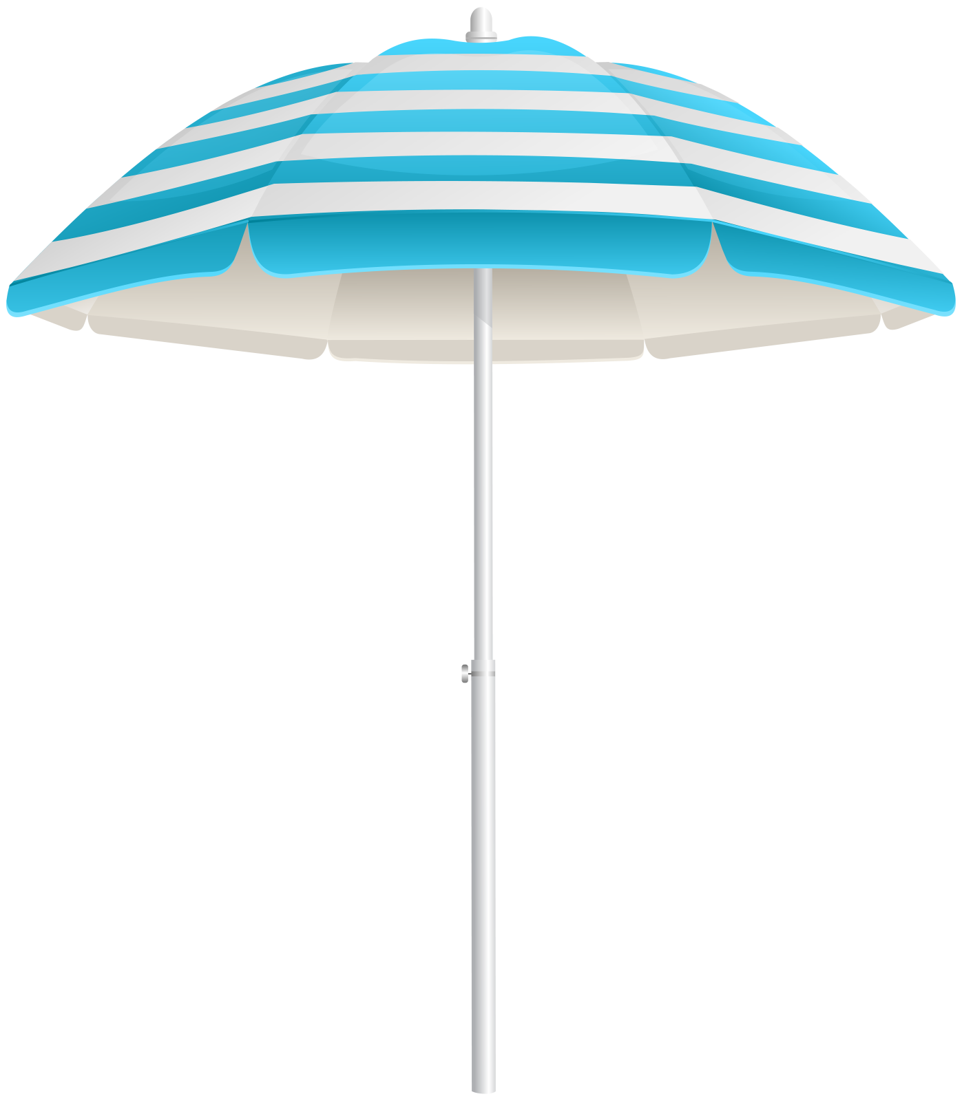 a blue and white striped beach umbrella