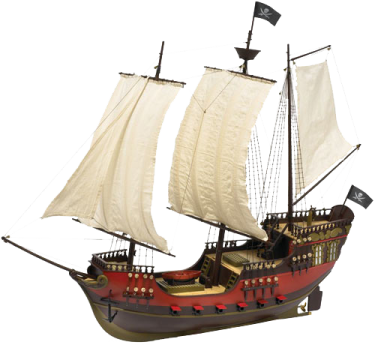 a wooden model of a pirate ship