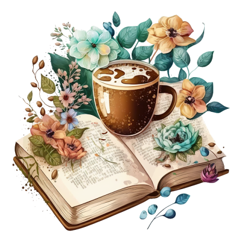 a cup of coffee on top of an open book