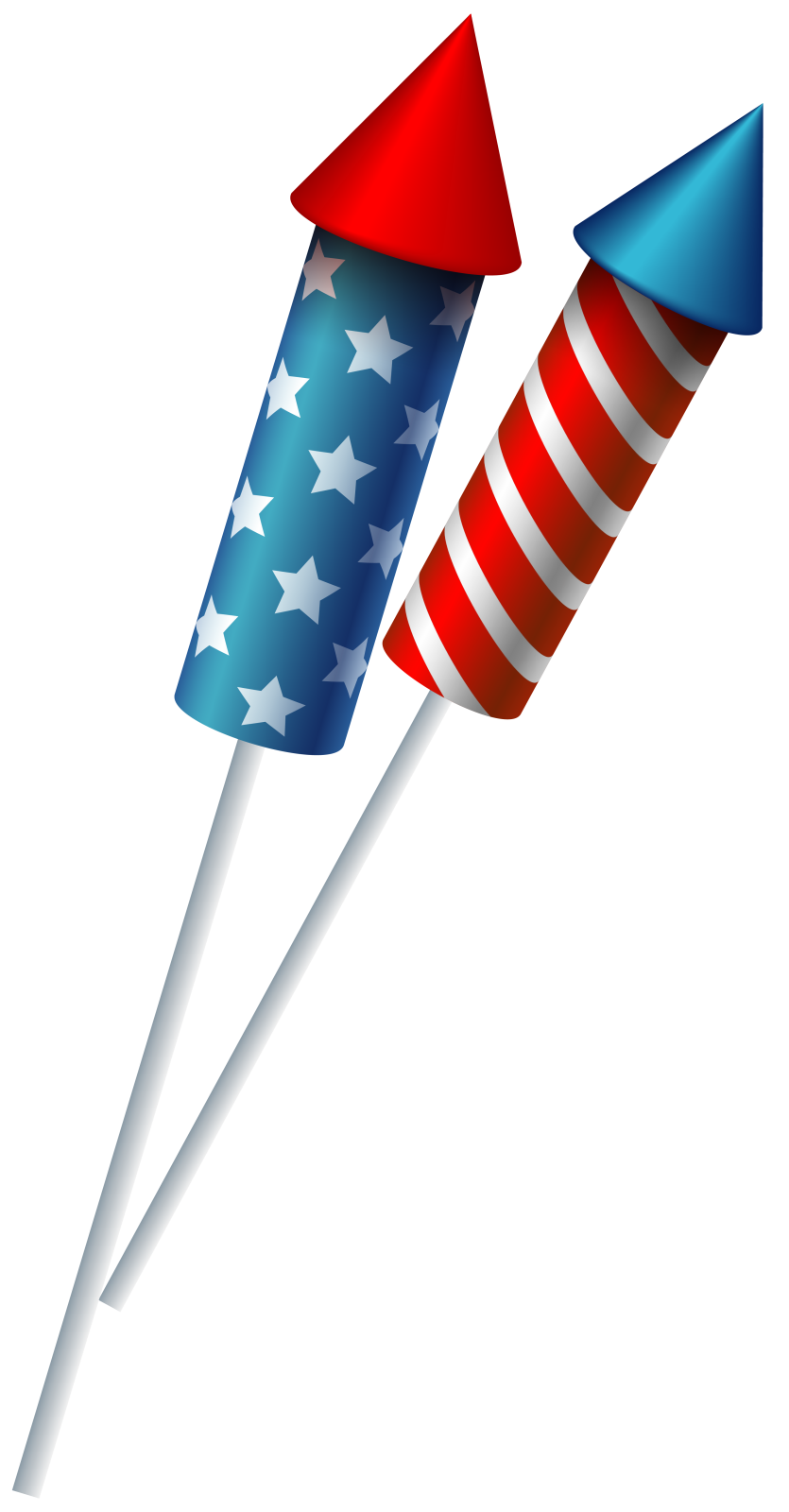a pair of red, white and blue fireworks sticks