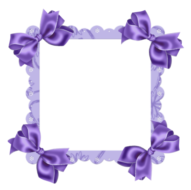 a frame with purple bows on it