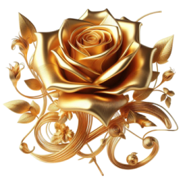 a golden rose on a white background