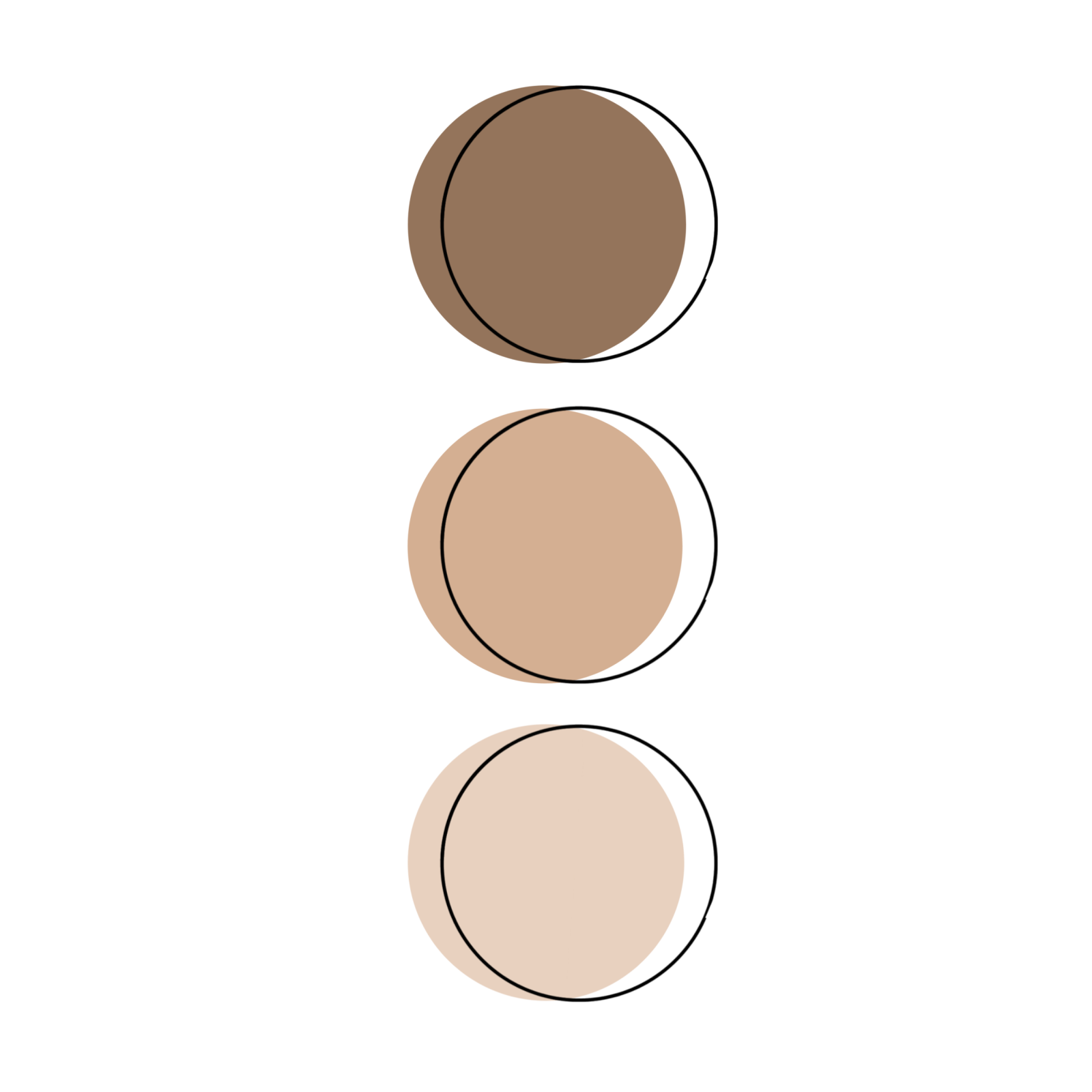 a set of three different shades of the same shade