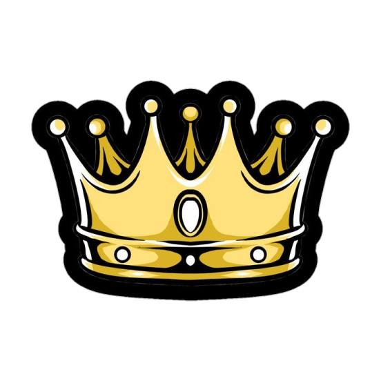 a black and gold crown on a white background