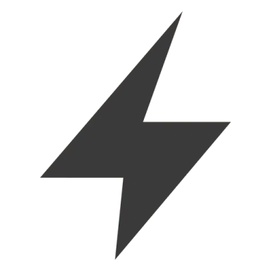 a black and white lightning symbol