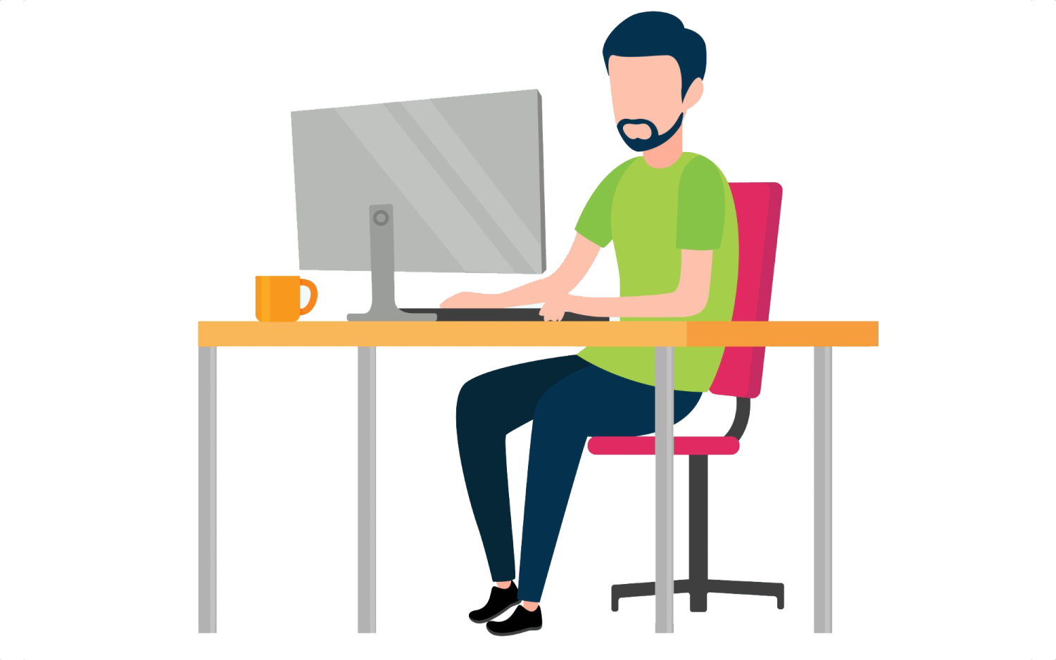 a person sitting at a desk with a computer