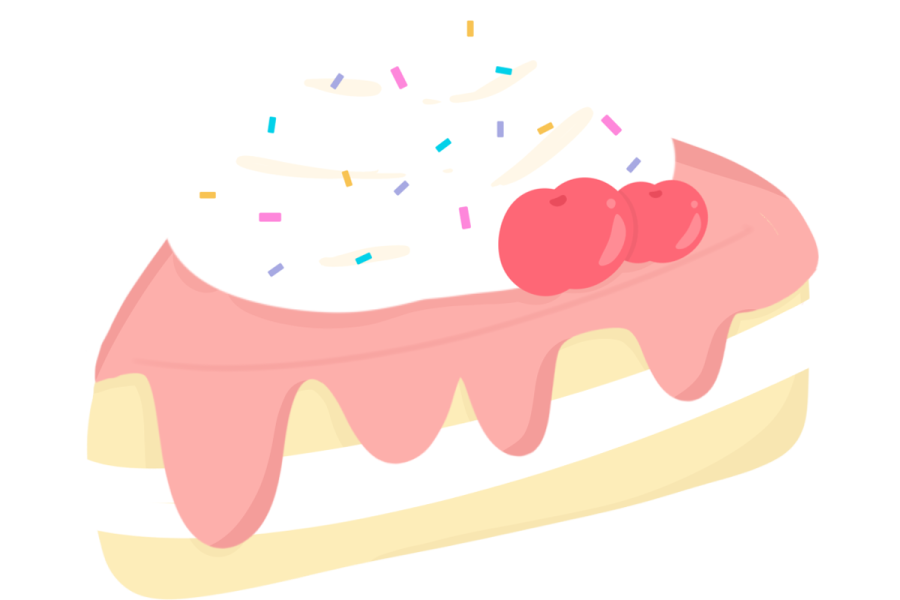 a piece of cake with a cherry on top