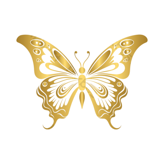 a gold butterfly on a white background