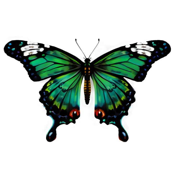 a green butterfly on a white background