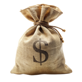a bag of money on a white background