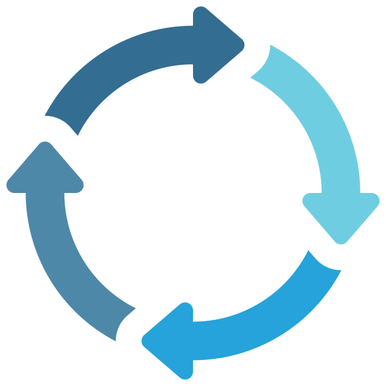 a blue circle with arrows in the middle