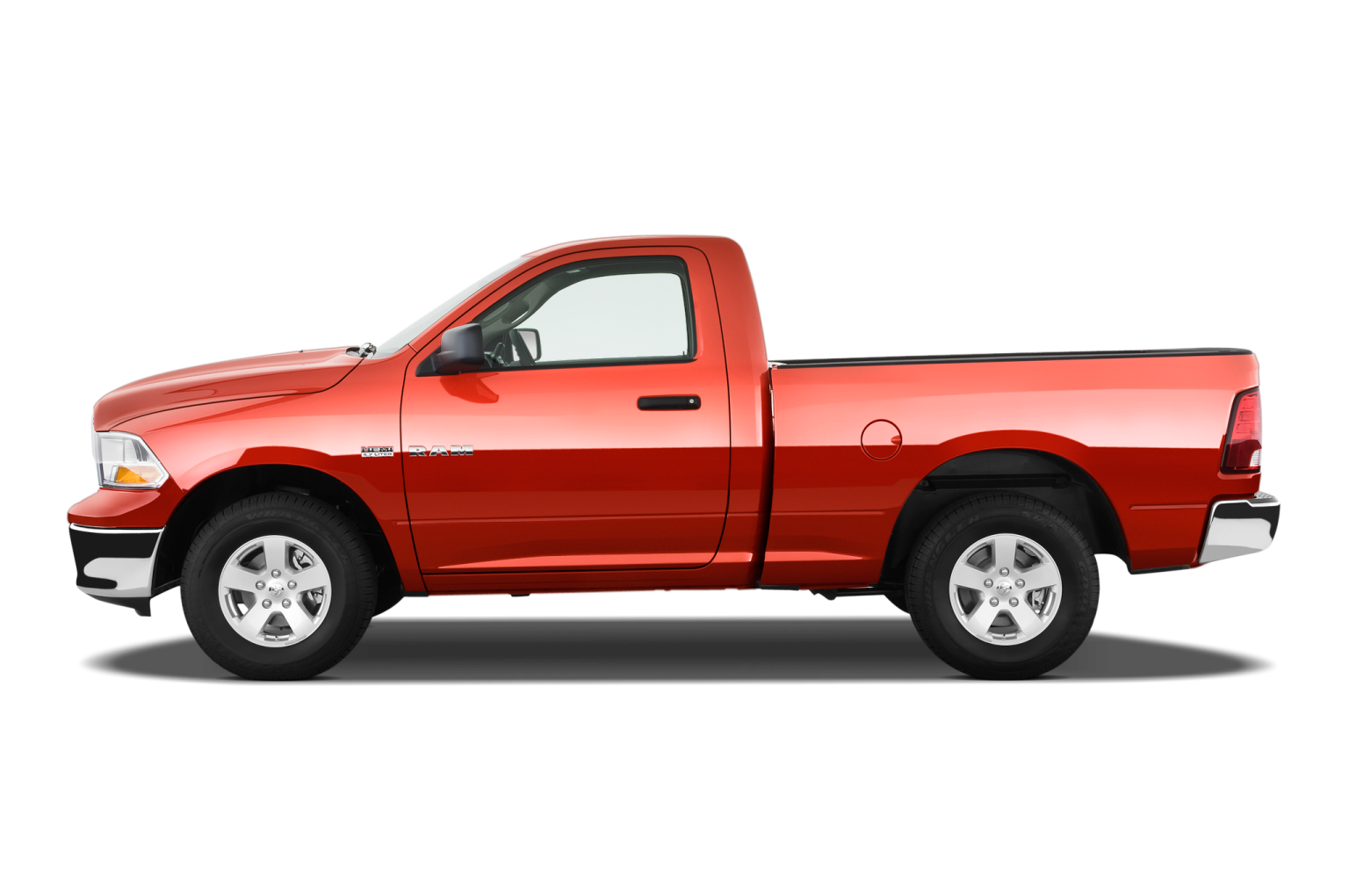 a red pickup truck on a white background