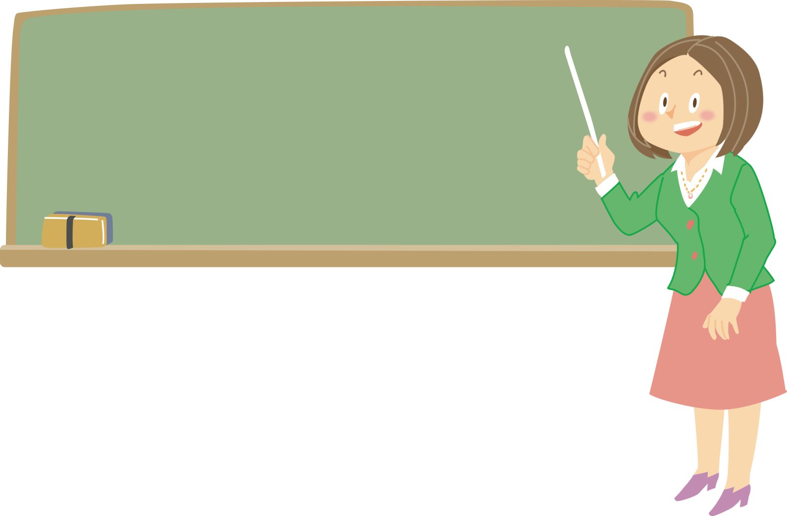 a woman standing in front of a blackboard