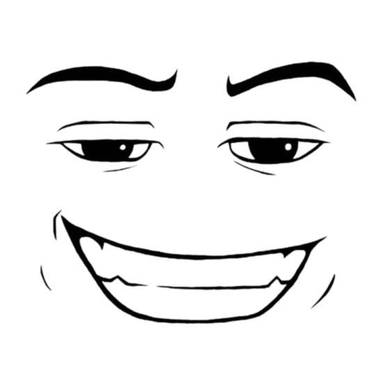 a black and white drawing of a smiling face
