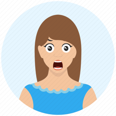 a woman with an open mouth icon
