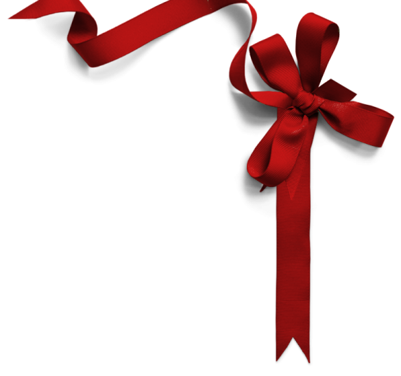 a red ribbon with a bow on it