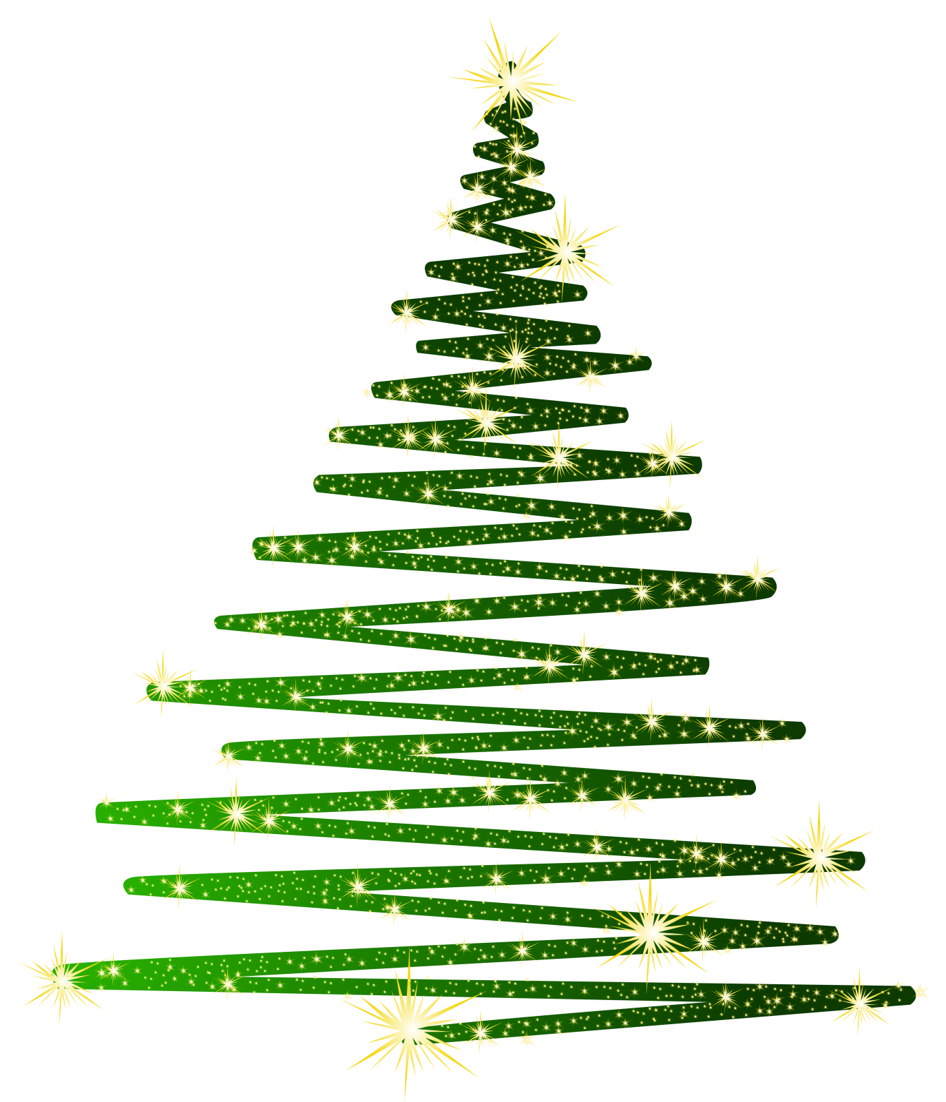 a green christmas tree with stars on it