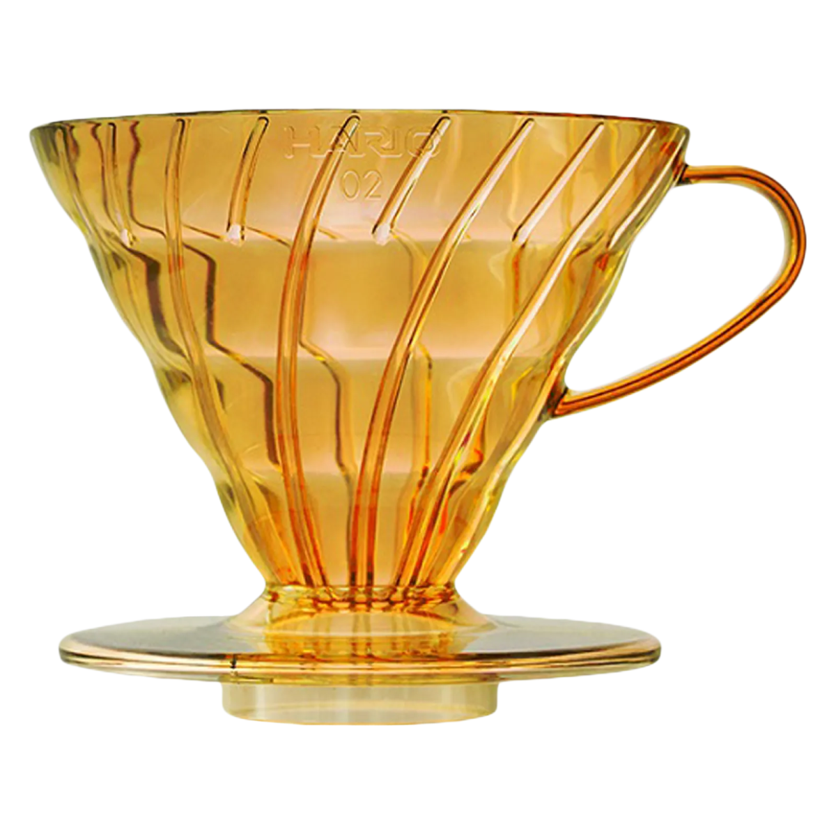 a yellow glass coffee driper on a white background