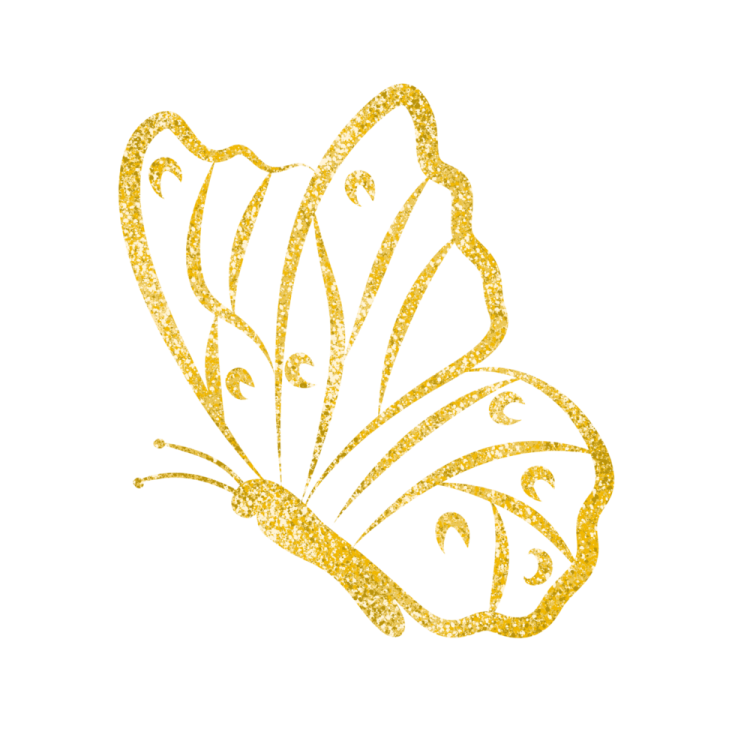 a gold glitter butterfly
