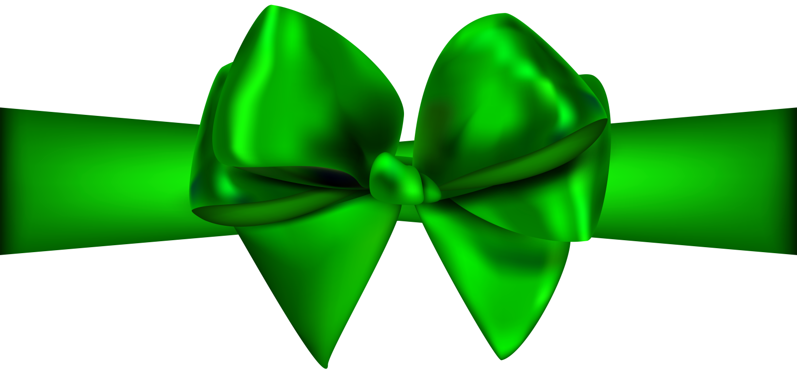 a green bow on a white background