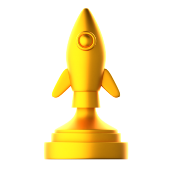 a yellow rocket on a white background