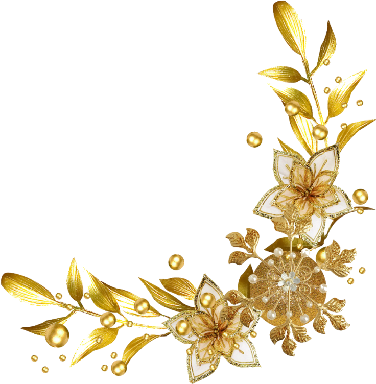 a gold and white floral border