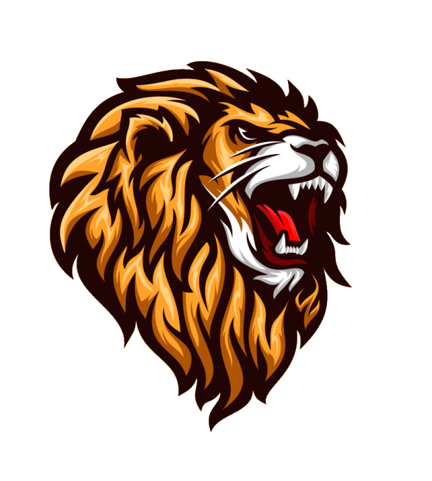 a lion's head with its mouth open