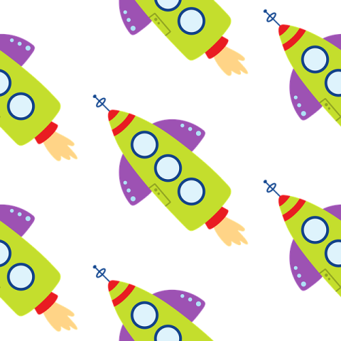 a green and purple rocket with glasses on it